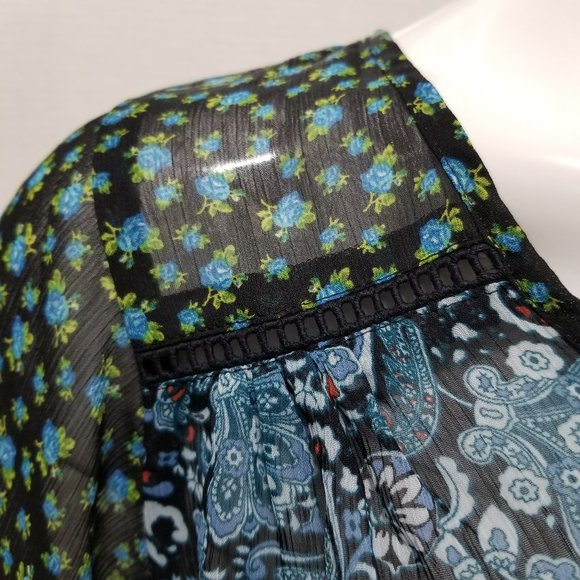 Mason & Mackenzie top XS geometric floral paisley mandala semi sheer boho hippie - Picture 5 of 11